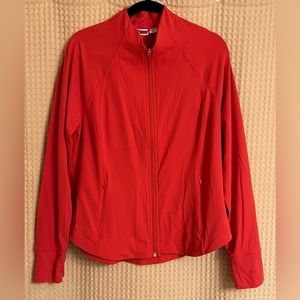 Athleta Salutation jacket. Color: Lychee red (deep orange color) size XL